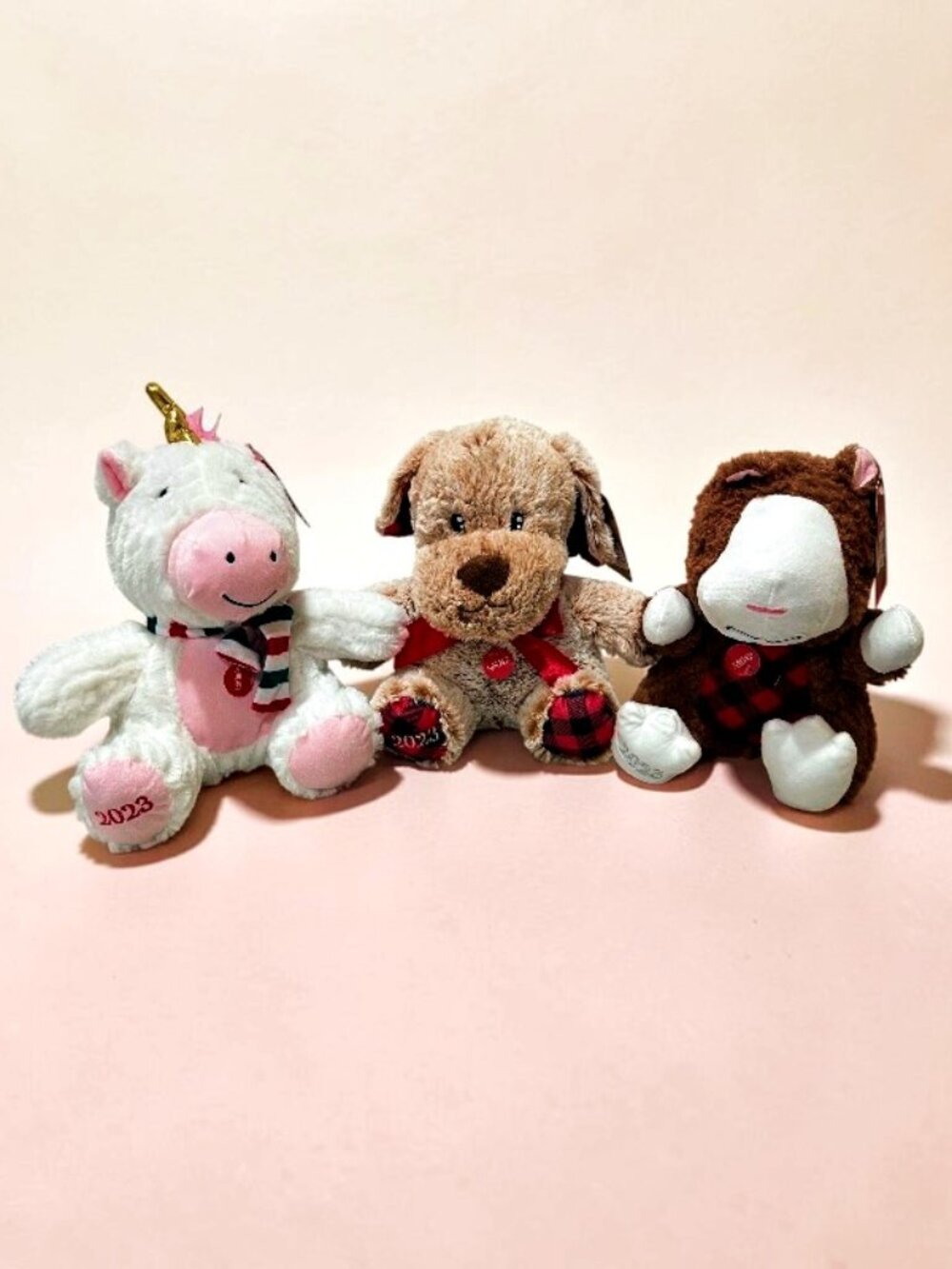 PetSmart Lot of 3 Plush Squeaks - Dog Chance Unicorn Bliss Hamster Hope 2023 NWT